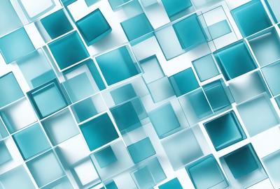 The primary subject of the image is a blue and white patterned wall. The setting is a white background, and the visual style is a digital art or illustration. The dominant colors are blue and white, creating a calm and soothing atmosphere.