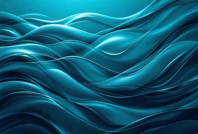 The primary subject of the image is a blue ocean with waves. The setting is the ocean, and the visual style is a digital art or illustration. The dominant colors are blue and white, creating a calm and serene atmosphere.