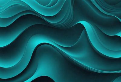 The primary subject of the image is a blue and white ocean wave. The setting is a blue ocean, and the visual style is a digital art or illustration. The dominant colors are blue and white, creating a serene and calming atmosphere.