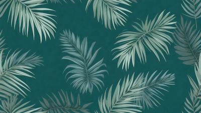 The primary subject of the image is a pattern of green leaves on a blue background. The leaves are arranged in a visually appealing manner, creating a sense of depth and dimension. The setting is a blue wall, which serves as the backdrop for the leaf pattern. The visual style of the image is a combination of nature and art, as the leaves are skillfully arranged to create a unique and eye-catching design. The colors and mood of the image are predominantly green and blue, which are associated with calmness,