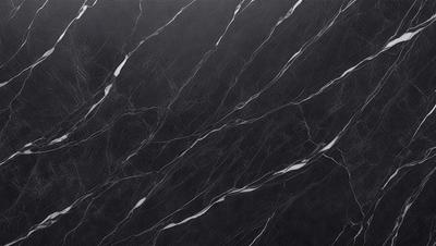 The primary subject of the image is a marble countertop with a black background. The countertop features a pattern of white and black stripes, giving it a unique and elegant appearance. The visual style of the image is a close-up of the marble countertop, showcasing its intricate design. The colors and mood of the image are predominantly black and white, creating a sophisticated and timeless atmosphere.
