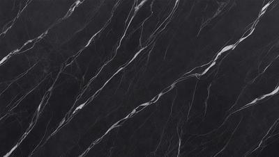The primary subject of the image is a marble countertop with a black background. The countertop features a pattern of white and black veins, giving it a unique and elegant appearance. The visual style of the image is a close-up of the marble countertop, showcasing its intricate details. The colors and mood of the image are predominantly black and white, creating a sophisticated and timeless atmosphere.
