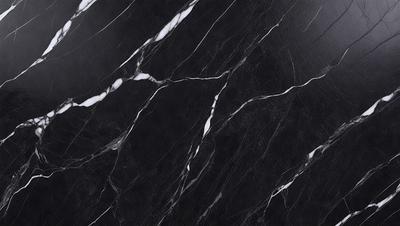 The primary subject of the image is a marble wall with a black and white pattern. The setting is a room with a black and white marble floor. The visual style is a close-up of the marble wall, showcasing its intricate design. The colors and mood of the image are predominantly black and white, giving it a classic and elegant appearance.