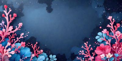 The primary subject of the image is a blue sky with a few stars visible. The setting is a nighttime scene with a dark blue background. The visual style is a digital art or illustration, creating a serene and peaceful atmosphere. The colors and mood are predominantly dark and moody, with the blue sky and stars providing a sense of calmness and tranquility.