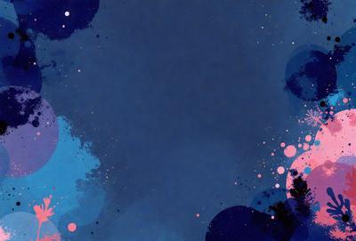 The primary subject of the image is a blue background with a few white dots. The setting is a dark, starry night, with the background being a deep blue color. The visual style is a combination of digital art and illustration, creating a unique and artistic atmosphere. The colors and mood of the image are predominantly dark and moody, with the white dots adding a touch of brightness and contrast.
