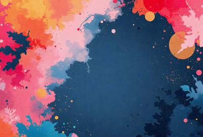 The primary subject of the image is a blue background with a few colorful dots scattered across it. The setting appears to be a colorful and artistic environment, possibly a painting or a digital artwork. The visual style of the image is a mix of digital art and illustration, creating a vibrant and lively atmosphere. The colors and mood of the image are predominantly blue and colorful, with a sense of creativity and artistic expression.