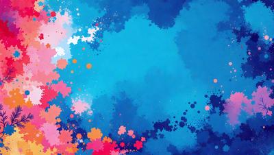The primary subject of the image is a blue background with a pattern of colorful dots. The setting appears to be a digital art or illustration, as the dots are arranged in a visually appealing manner. The visual style is a mix of digital art and traditional drawing, creating a unique and vibrant atmosphere. The colors and mood of the image are predominantly blue, with the colorful dots adding a lively and energetic touch to the overall composition.