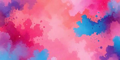 The primary subject of the image is a colorful, abstract painting featuring a mix of pink, blue, and purple hues. The setting is a wall, and the visual style appears to be a combination of digital art and illustration. The painting creates a vibrant and lively atmosphere, with the colors and patterns creating a sense of depth and movement.