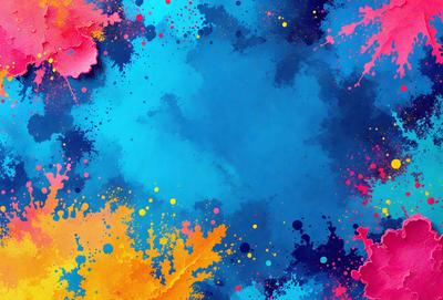 The primary subject of the image is a blue and yellow colorful background with a pattern of dots. The setting is a blue and yellow colorful background with a pattern of dots. The visual style is digital art, illustration, or drawing. The dominant colors and overall atmosphere are bright, cheerful, and vibrant.