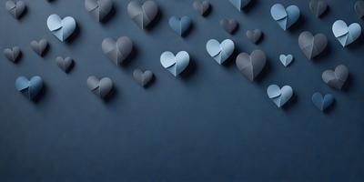 The primary subject of the image is a collection of blue hearts. These hearts are arranged in various shapes and sizes, creating a visually appealing pattern on the wall. The setting is a blue wall, which serves as the backdrop for the hearts. The visual style of the image is a combination of digital art and illustration, as the hearts are created using a digital medium. The dominant colors in the image are blue, which is the color of the hearts, and the blue wall, which adds to the overall atmosphere of the scene.