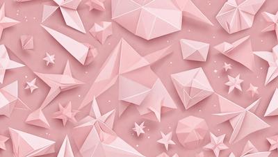 The primary subject of the image is a collection of origami paper cranes. The setting is a pink background, which adds a warm and inviting atmosphere to the scene. The visual style is a combination of digital art and illustration, as the paper cranes are intricately crafted and displayed. The colors and mood of the image are predominantly pink, which creates a sense of calmness and serenity.