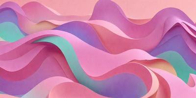 The primary subject of the image is a colorful, abstract design featuring a mix of pink, purple, and blue colors. The design appears to be a combination of a wave and a mountain, creating a visually striking and unique pattern. The setting is a pink background, which complements the vibrant colors of the design. The visual style of the image is a mix of digital art and illustration, showcasing the artist's creativity and skill in crafting a captivating and eye-catching piece