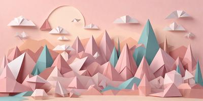 The primary subject of the image is a mountainous landscape, featuring a pink and blue color scheme. The setting is a mountain range with clouds in the sky, creating a serene and picturesque scene. The visual style is a combination of digital art and illustration, with the mountain range and clouds depicted in a detailed and artistic manner. The colors and mood of the image are calming and inviting, with the pink and blue hues evoking a sense of tranquility and beauty.