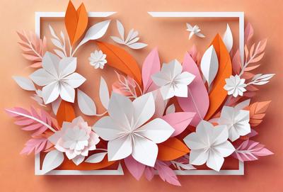 The primary subject of the image is a beautifully crafted paper flower arrangement. The setting is a pink background, which adds a warm and inviting atmosphere to the scene. The visual style is a combination of digital art and illustration, showcasing the intricate details of the paper flowers. The colors are predominantly pink, which creates a sense of warmth and femininity. The overall mood of the image is one of creativity and artistry, as the paper flowers are skillfully crafted and arranged to create