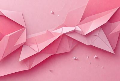 The primary subject of the image is a pink paper sculpture. The setting is a pink background, which creates a visually striking contrast with the sculpture. The visual style is a combination of digital art and illustration, as the paper sculpture appears to be a digital creation. The colors and mood of the image are predominantly pink, giving it a warm and inviting atmosphere.