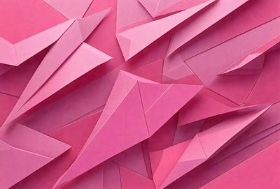 The primary subject of the image is a pink paper cutout of a triangle. The setting is a pink background, which creates a visually striking contrast with the paper cutout. The visual style is a combination of digital art and illustration, as the paper cutout is created using a digital medium. The colors and mood of the image are predominantly pink, giving it a warm and inviting atmosphere.