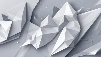 The primary subject of the image is a large, intricate, and detailed white geometric design. The setting is a gray background, which contrasts with the white geometric design. The visual style is a combination of digital art and illustration, creating a unique and captivating pattern. The colors and mood of the image are predominantly white, giving it a clean and minimalist appearance.