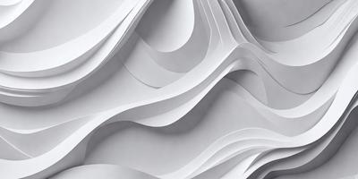The primary subject of the image is a large, white, and curved structure made of paper. The setting is a white background, which provides a clean and minimalist appearance. The visual style is a combination of digital art and illustration, as the paper structure appears to be digitally created and manipulated. The colors and mood of the image are predominantly white, giving it a clean and modern feel.