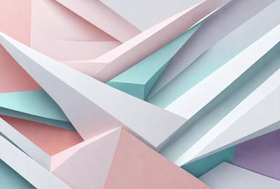 The primary subject of the image is a collection of various colored paper, including pink, blue, and white. The setting is a white background, which provides a clean and minimalist appearance. The visual style is a combination of digital art and illustration, as the paper is arranged in a visually appealing manner. The colors and mood of the image are vibrant and lively, with the different shades of pink, blue, and white creating a sense of depth and contrast.