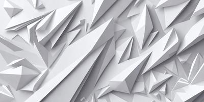 The primary subject of the image is a white wall with a pattern of triangles. The setting is a room with a white background. The visual style is a combination of digital art and illustration. The dominant colors are white and gray, creating a clean and minimalist atmosphere.