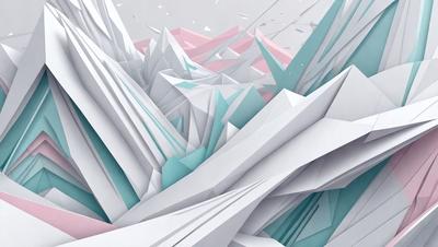 The primary subject of the image is a large, three-dimensional, abstract sculpture made of paper. The sculpture is white and blue, and it appears to be a part of a larger, intricate paper design. The setting is a white background, which provides a clean and minimalist appearance to the artwork. The visual style is a combination of digital art and illustration, as the paper sculpture is created using digital tools and techniques. The colors and mood of the image are predominantly white and blue, giving it a