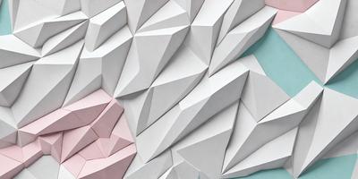 The primary subject of the image is a large white paper sculpture, which is the main focus of the scene. The sculpture is made up of many small white triangles, giving it a unique and intricate appearance. The setting is a blue background, which contrasts with the white paper sculpture, creating a visually striking composition. The visual style of the image is a combination of digital art and illustration, as the paper sculpture is skillfully crafted and the overall effect is both artistic and creative. The colors and
