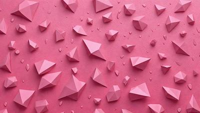 The primary subject of the image is a pink background with a pattern of triangular shapes. The setting is a pink wall, and the visual style is a combination of digital art and illustration. The dominant colors are pink and white, creating a warm and inviting atmosphere.