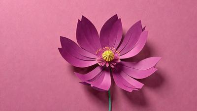 The primary subject of the image is a purple flower, which is the main focus of the scene. The flower is placed against a pink background, creating a visually appealing contrast. The image appears to be a digital art or illustration, showcasing the flower's intricate details and vibrant colors. The overall atmosphere of the image is serene and calming, with the purple flower serving as a beautiful and eye-catching centerpiece.
