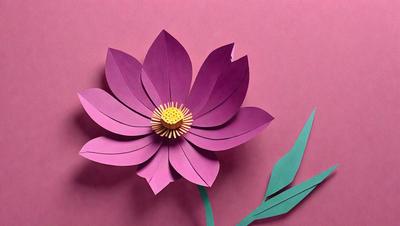 The primary subject of the image is a purple flower, which is the main focus of the scene. The flower is placed on a pink background, creating a visually appealing contrast between the two colors. The image appears to be a digital art or illustration, showcasing the flower's intricate details and textures. The overall atmosphere of the image is serene and calming, with the vibrant purple flower standing out against the soft pink background.