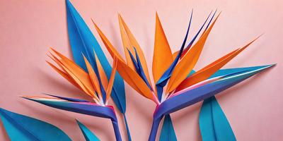The primary subject of the image is a close-up of a colorful flower arrangement. The flower arrangement consists of multiple orange and blue flowers, creating a vibrant and lively scene. The setting is a pink background, which adds a touch of warmth and contrast to the overall composition. The visual style of the image is a combination of photo and digital art, as it captures the intricate details of the flowers while maintaining a visually appealing and artistic appearance. The colors and mood of the image are pre