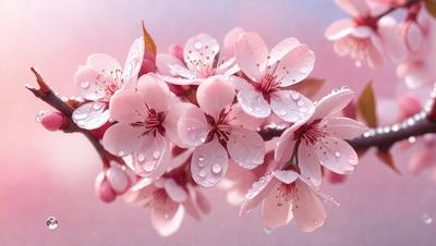 The primary subject of the image is a bouquet of pink flowers, which are the main focus of the scene. The flowers are arranged in a vase, and they are placed on a pink surface, creating a visually appealing and warm atmosphere. The visual style of the image is a close-up of the flowers, showcasing their details and beauty. The colors and mood of the image are predominantly pink, which adds a sense of freshness and elegance to the scene.