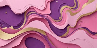 The primary subject of the image is a purple and pink artwork, possibly a painting or a digital art piece. The setting is a pink background, which complements the colors of the artwork. The visual style appears to be a combination of digital art and illustration, creating a unique and eye-catching piece. The colors and mood of the artwork are predominantly purple and pink, giving it a warm and inviting atmosphere.