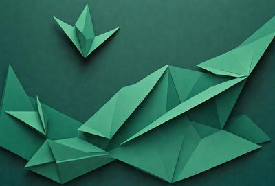The primary subject of the image is a green kite, which is the main object in the scene. The kite is displayed on a green surface, which serves as the background. The visual style of the image is a combination of photo and digital art, creating a unique and eye-catching design. The colors and mood of the image are predominantly green, giving it a calm and soothing atmosphere.