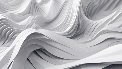 The primary subject of the image is a large, white, and textured surface that resembles a mountain or a wave. The setting is a white background, and the visual style appears to be a combination of digital art and illustration. The colors and mood of the image are predominantly white, giving it a clean and minimalist appearance.