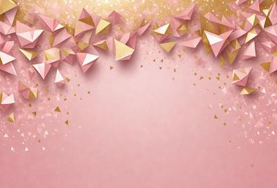 The primary subject of the image is a pink wall with gold glittery stars on it. The setting is a room with a pink background. The visual style is a combination of digital art and illustration, creating a unique and eye-catching design. The dominant colors are pink and gold, giving the scene a warm and inviting atmosphere.