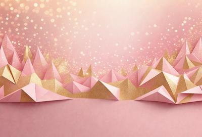 The primary subject of the image is a pink background with a pattern of gold stars. The setting is a pink surface, and the visual style appears to be a combination of digital art and illustration. The dominant colors are pink and gold, creating a warm and inviting atmosphere.