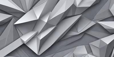 The primary subject of the image is a large, intricate, and geometric design made of white paper. The design is composed of multiple triangles and angles, creating a visually striking pattern. The setting is a gray background, which contrasts with the white paper, emphasizing the design's details. The visual style is a combination of digital art and illustration, as the paper design appears to be a digital creation. The colors and mood of the image are predominantly neutral, with the white paper and gray background creating a clean