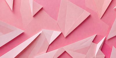 The primary subject of the image is a pink paper with a geometric pattern. The setting is a pink background, and the visual style is a combination of digital art and illustration. The dominant colors are pink and white, creating a warm and inviting atmosphere.