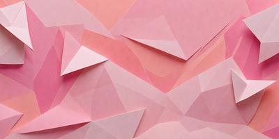 The image features a pink background with a pattern of triangles. The triangles are made of paper and are arranged in various shapes and sizes. The overall atmosphere of the image is vibrant and visually appealing.