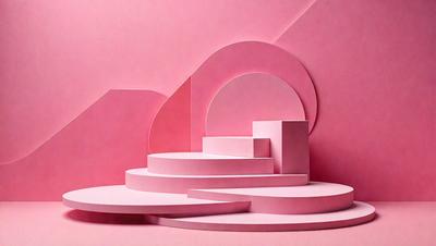 The primary subject of the image is a pink staircase, which is the main focus of the scene. The staircase is set against a pink background, giving the image a warm and inviting atmosphere. The visual style of the image is a combination of photo and digital art, creating a unique and eye-catching design. The colors and mood of the image are predominantly pink, which adds a sense of playfulness and creativity to the overall composition.