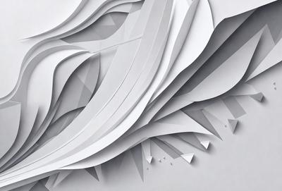 The primary subject of the image is a large, intricate, and abstract design made of white paper. The design appears to be a combination of a wave and a triangle, with a few dots scattered throughout the paper. The setting is a white background, which provides a clean and minimalist appearance to the artwork. The visual style is a unique and creative representation of a wave and a triangle, showcasing the artist's skill and imagination. The colors and mood of the image are predominantly white, giving it a