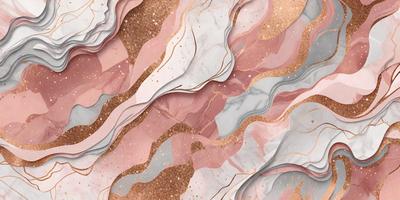 The primary subject of the image is a colorful, textured wallpaper design featuring a combination of pink, gold, and white colors. The setting is a wall, and the visual style is a digital art or illustration. The dominant colors and overall atmosphere of the image are warm, vibrant, and inviting.