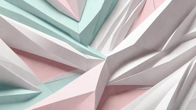 The primary subject of the image is a three-dimensional paper sculpture, which is a creative and artistic representation of a paper cube. The sculpture is made of paper and is displayed in a pink and blue color scheme. The setting is a room with a pink and blue background, which complements the vibrant colors of the paper sculpture. The visual style of the image is a combination of digital art and illustration, showcasing the intricate details and textures of the paper cube. The overall atmosphere of