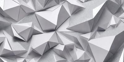 The primary subject of the image is a large, intricate paper sculpture. The setting is a white wall, which serves as the backdrop for the artwork. The visual style is a combination of digital art and illustration, as the paper sculpture is created using a digital medium. The colors and mood of the image are predominantly silver and white, giving it a clean and modern appearance.