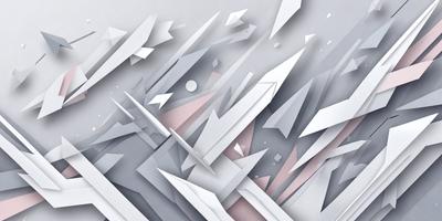 The primary subject of the image is a white and gray geometric pattern, which appears to be a digital art or illustration. The setting is a white background, and the visual style is a combination of digital art and illustration. The dominant colors are white and gray, creating a clean and modern atmosphere.
