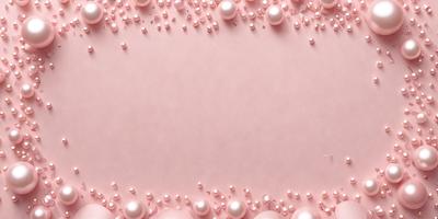 The primary subject of the image is a pink background with a pattern of pink and white beads. The setting is a pink surface, and the visual style is a close-up of the pink background with the beads. The colors and mood of the image are predominantly pink and white, creating a soft and delicate atmosphere.