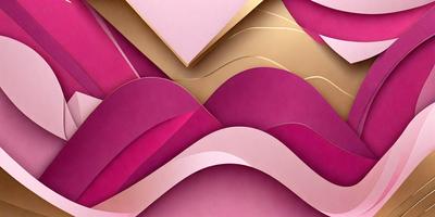 The primary subject of the image is a pink and purple paper cutout of a mountain. The setting is a pink background, and the visual style is a combination of digital art and illustration. The dominant colors are pink and purple, creating a warm and inviting atmosphere.
