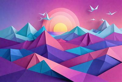 The primary subject of the image is a mountain range with a sunset in the background. The setting is a beautiful landscape with a pink and purple hue, creating a serene and calming atmosphere. The visual style is a combination of digital art and illustration, with the mountain range and sunset depicted in a vibrant and detailed manner. The colors and mood of the image evoke a sense of tranquility and awe, as the viewer is drawn into the breathtaking scenery.