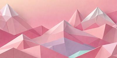 The primary subject of the image is a mountainous landscape, featuring a large mountain with a pink and purple gradient. The setting is a pink and purple sky, which creates a visually striking contrast with the mountain. The visual style of the image is a combination of digital art and illustration, giving it a unique and artistic appearance. The dominant colors in the image are pink and purple, which contribute to a warm and inviting atmosphere.