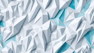 The primary subject of the image is a white wall with a blue background. The wall is covered in a pattern of white triangles, giving it a unique and interesting appearance. The visual style of the image is a combination of digital art and illustration, creating a modern and creative look. The dominant colors in the image are white and blue, which contribute to a calm and serene atmosphere.